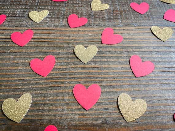 Red and Gold Heart Confetti