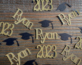 Black and Gold Personalized 2024 Graduation Confetti