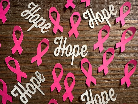 Bright Pink Ribbon Breast Cancer Awareness Confetti