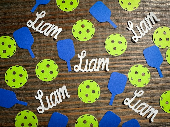 Personalized Blue Pickleball Birthday Party Confetti