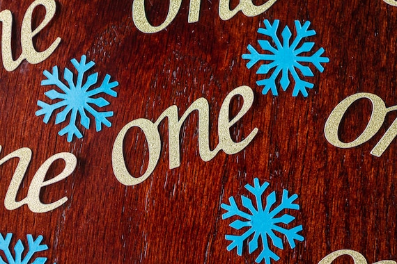 Blue and Gold First Birthday Snowflake Confetti