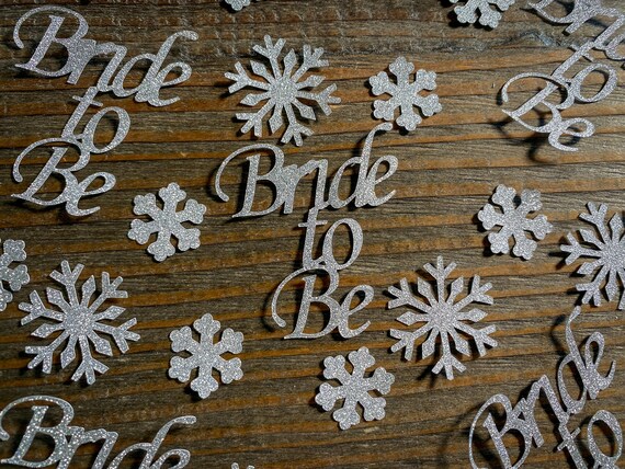 Silver Bride to Be Confetti with Snowflakes
