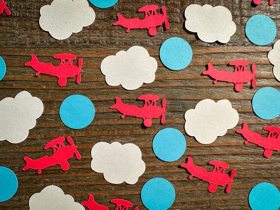 Time Flies Airplane Party Confetti with Blue Circles