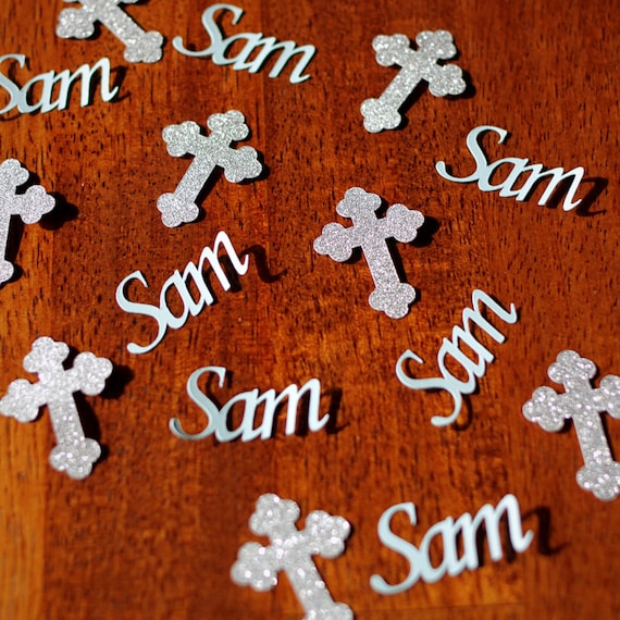 Blue and Silver Personalized Baptism First Communion Confetti