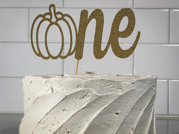 Gold Pumpkin First Birthday One Cake Topper