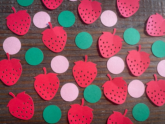 Red, Pink, and Green Strawberry Birthday Party Baby Shower Confetti