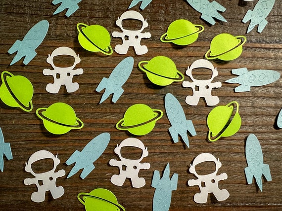 Astronaut Space Party Confetti Green and Blue