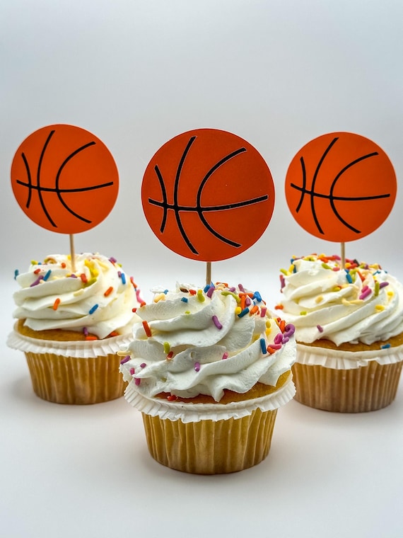 Basketball Cupcake Toppers – Set of 12