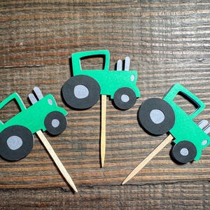 Green Tractor Farm Party Cupcake Topper