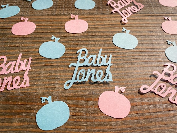 Pink & Blue Pumpkin Gender Reveal Confetti: Personalized Baby Shower Decor