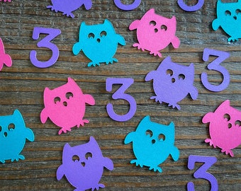 Personalized Age Owl Birthday Party Confetti