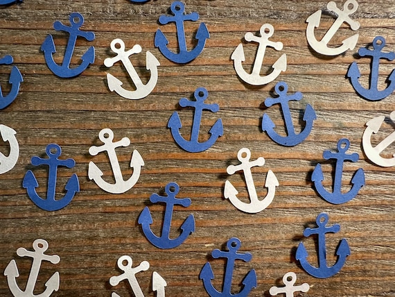 Navy and White Anchor Nautical Party Confetti
