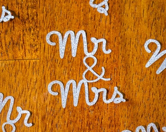 Silver Glitter Mr and Mrs Wedding Confetti