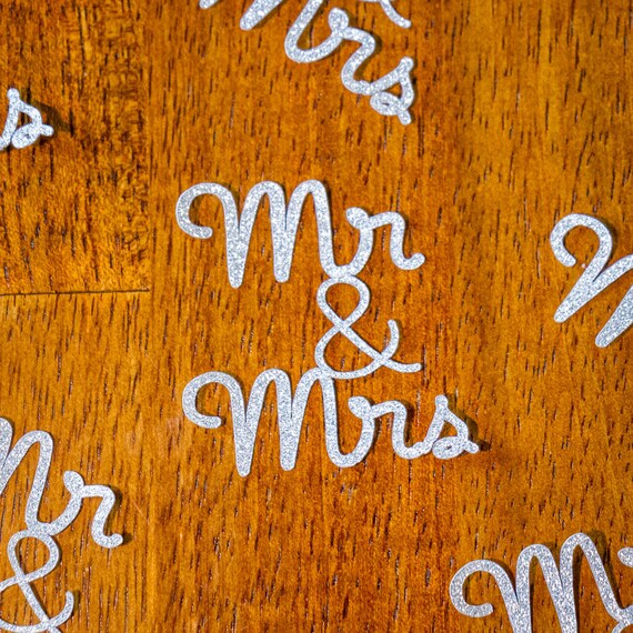 Silver Glitter Mr and Mrs Wedding Confetti