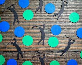 Golfer Party Confetti Black, White, and Royal Blue / Golf Retirement Party