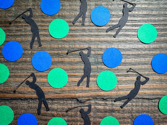 Golfer Party Confetti Black, White, and Royal Blue / Golf Retirement Party