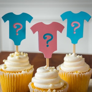 Gender Reveal Party Onsie Cupcake Toppers