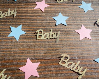 Pink Blue Star Baby Shower Gender Reveal Confetti. Twinkle Twinkle Little Star Shower or Gender Reveal.