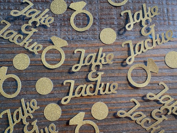 Gold Personalized Engagement Confetti
