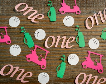 Pink Golf First Birthday Party Confetti