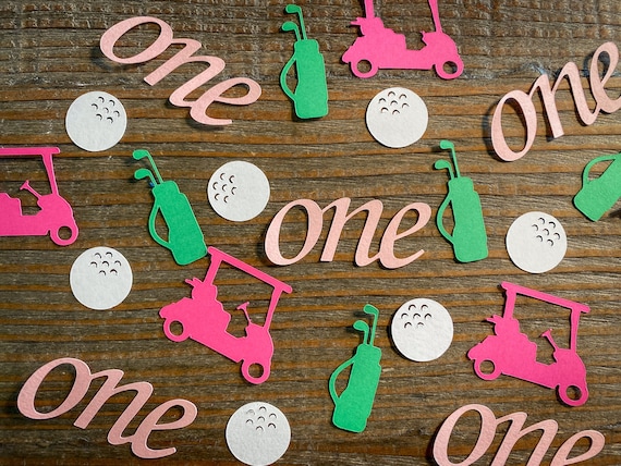 Pink Golf First Birthday Party Confetti