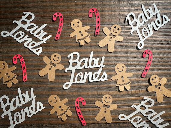 Personalized Gingerbread Baby Shower Confetti – Winter Party Decor (100 pcs)