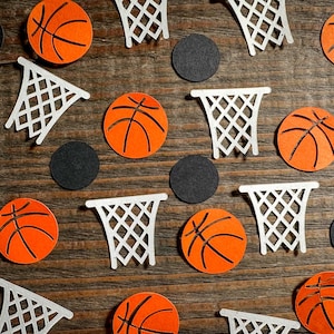 Confettis de fête d'anniversaire de basket-ball avec cercle noir