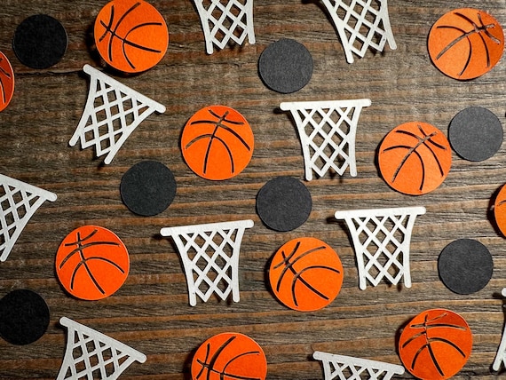 Basketball Birthday Party Confetti with Black Circle