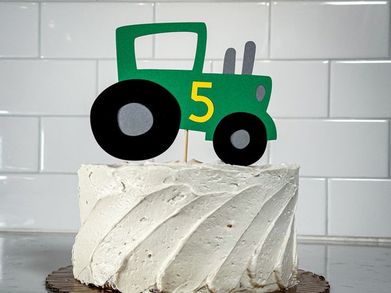 Green Tractor Personalized Age Birthday Cake Topper