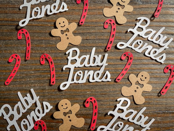 Personalized Candy Cane and Gingerbread Baby Shower Confetti