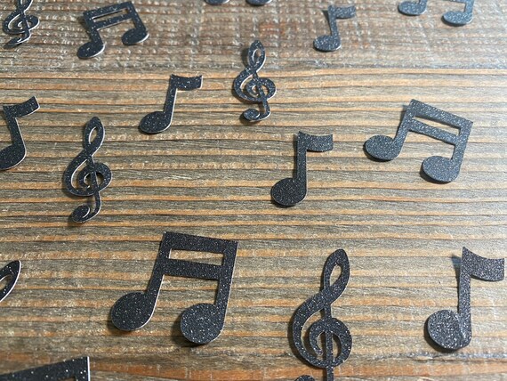 Black Glitter Music Note Confetti