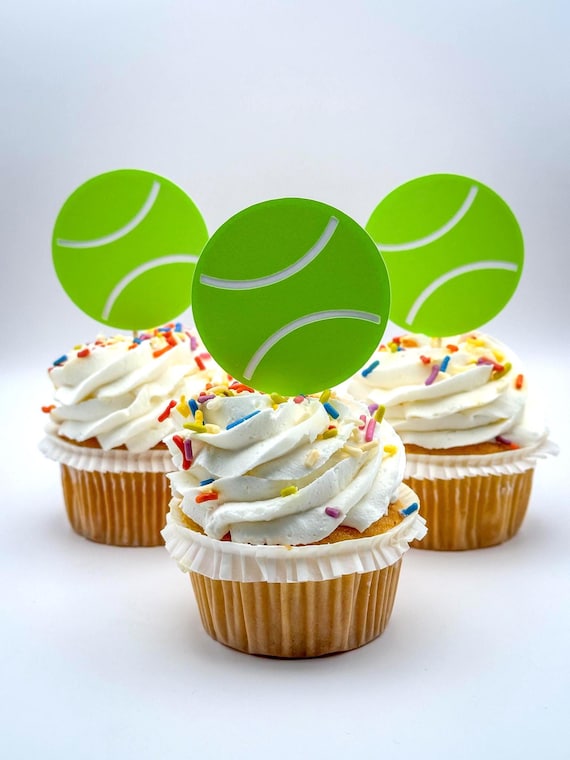 Tennis Ball Cupcake Toppers – Set of 12