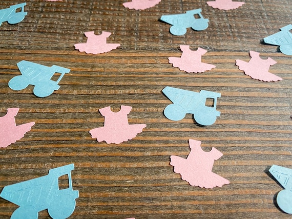 Trucks or Tutus Gender Reveal Party Confetti. Blue and Pink Confetti. 100 count.