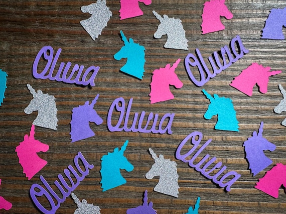 Personalized Unicorn Head Confetti – Custom Name Party Decor (100 Pieces)