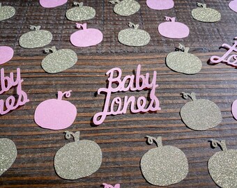 Personalized Pink and Gold Pumpkin Confetti: Fall Baby Shower Decor