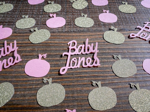 Personalized Pink and Gold Pumpkin Confetti: Fall Baby Shower Decor