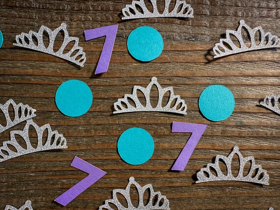 Personalized Age Silver Crown Princess Party Confetti