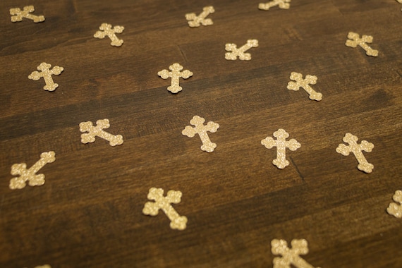 Gold Cross Baptism First Communion Confetti