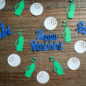 Confeti para fiesta de jubilación de golf en azul real, verde y blanco