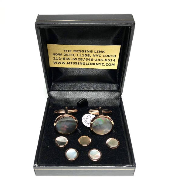 Abalone Rose Gold Filled Tuxedo 5 Stud Set with Sc