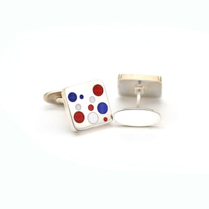 Vintage Georg Jensen Denmark Sterling Silver and Inlaid Enamel Domino Gumdrops Cufflinks by Magnus Stephensen Design93A