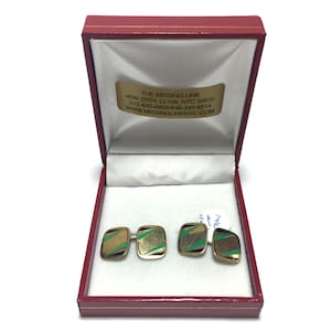 Vintage 14K Gold Art Deco Enamel Double Sided Cufflinks with Box. Groomsmen Gifts, Grooms Men, Wedding Gifts, Fathers Day Gifts, Mens Gifts