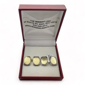 14k Gold and Enamel 1920s Hammered Double-sided Cufflinks In Presentation Box Weddings Gifts