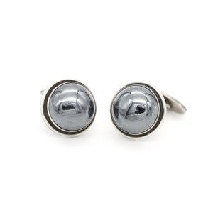 1950s Georg Jensen Cufflinks Sterling Silver Hematite Vintage Denmark Art Deco Weddings Gifts Men&#39;s Fathers Day
