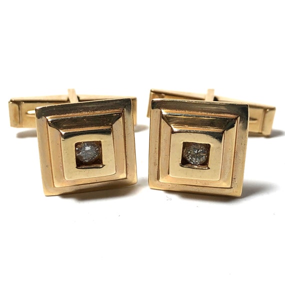 Vintage Art Deco 14k Gold Diamond Mid Century Cuf… - image 2
