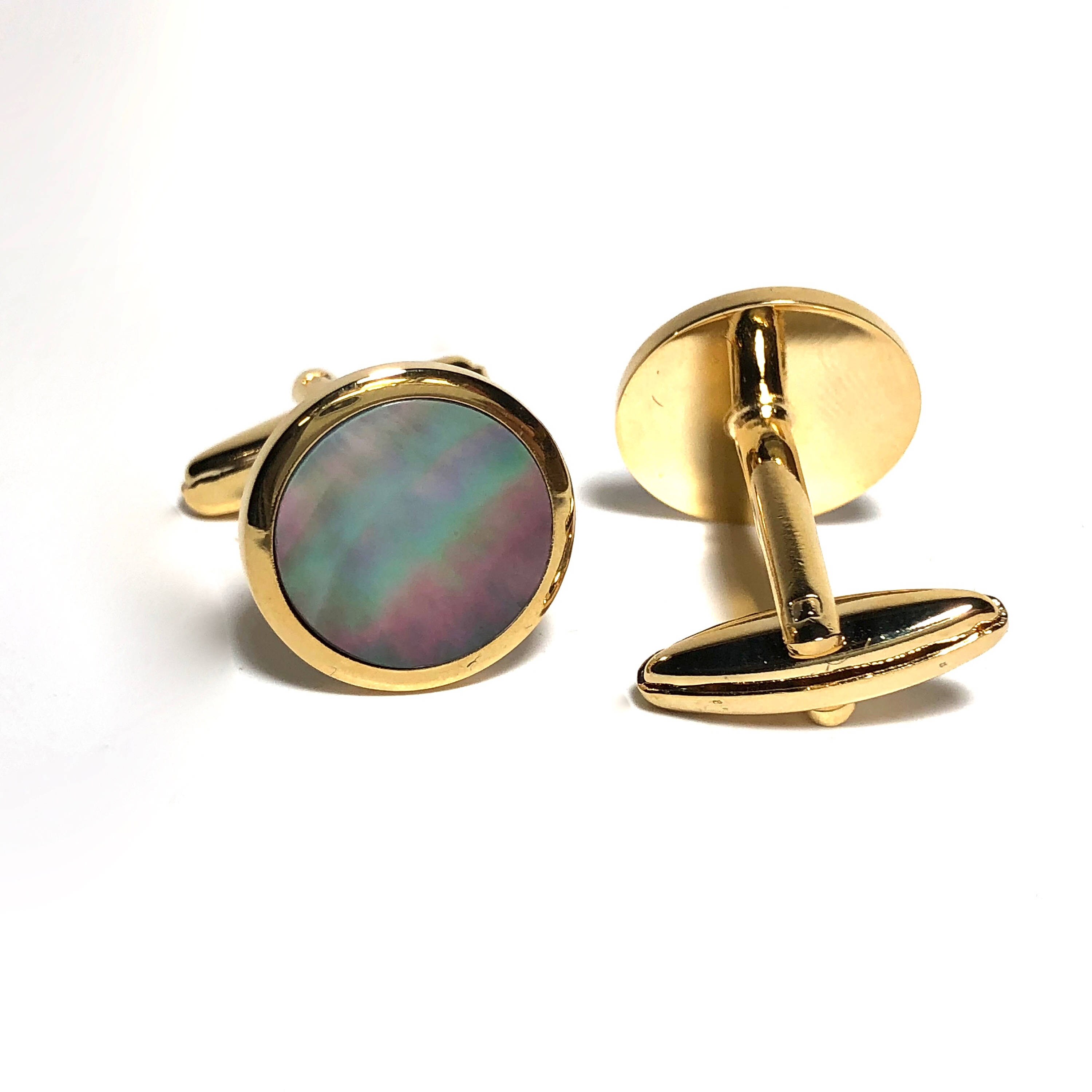 Gold Filled and Abalone Cufflinks with Box