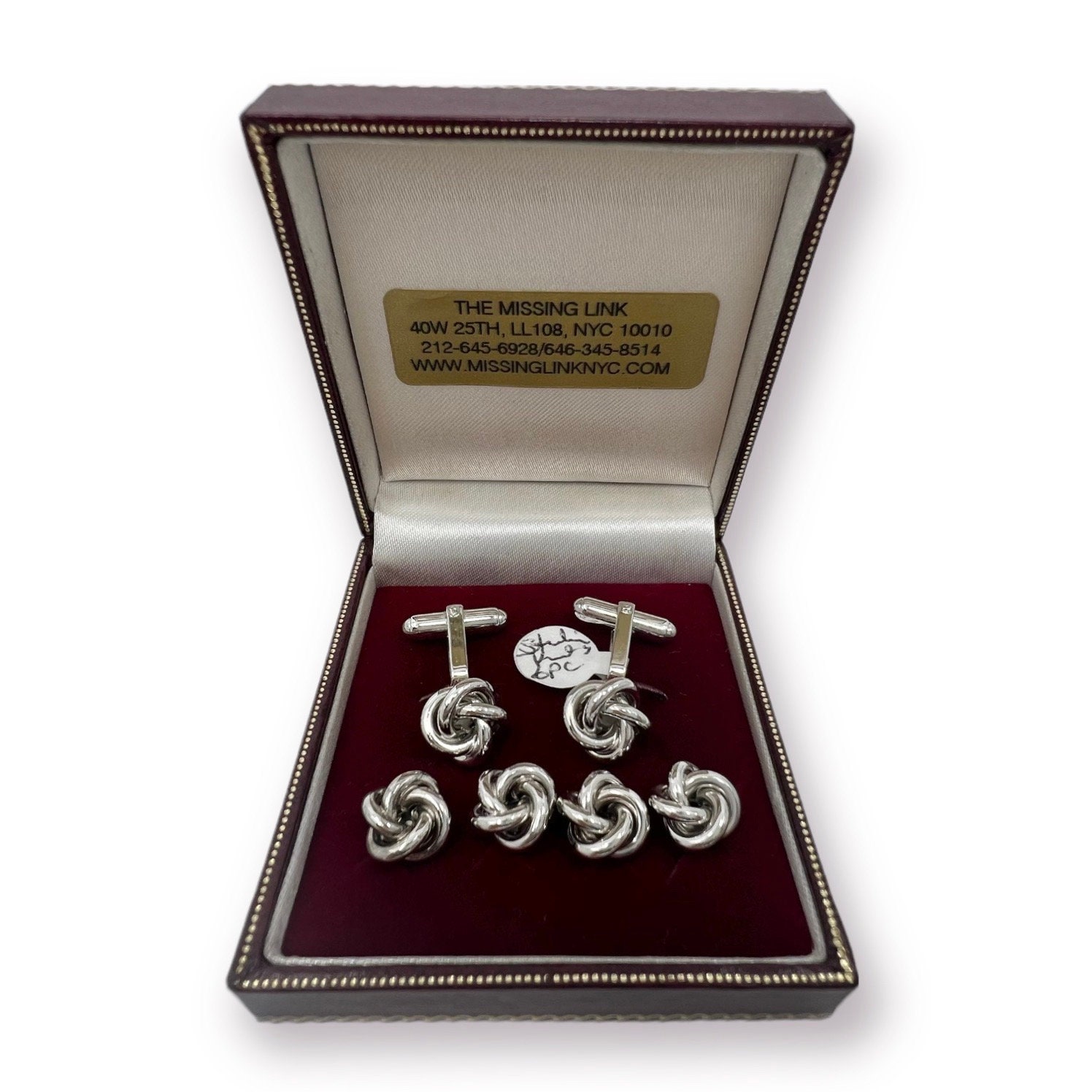Mid-century Sterling Silver Knot Cufflinks With Matching