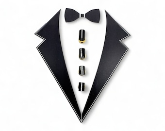Vintage Onyx & Mother of Pearl Tuxedo Shirt Studs, 4-Piece Set