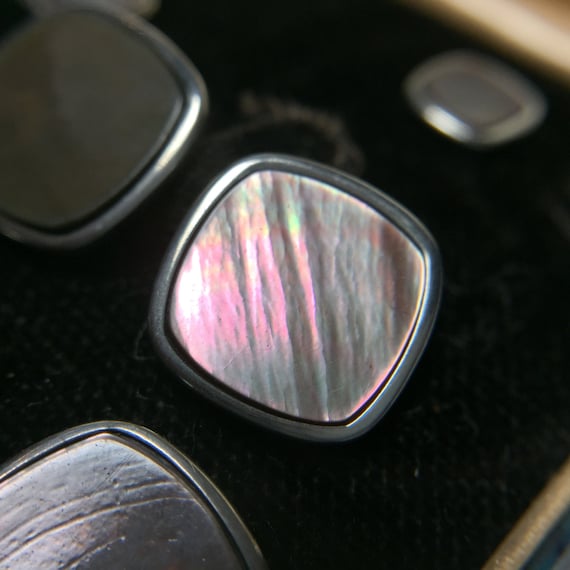 Art Deco Krementz Gold and Abalone with Platinum … - image 2