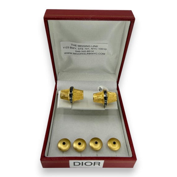 Vintage Christian Dior Gold Plate Cufflink & Stud Set, 1960s